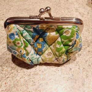 Vera Bradley Retired English Meadow Mini Eloise Coin Purse Kiss Lock Quilted